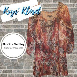 Fall Floral Long Sleeved Blouse - 2x